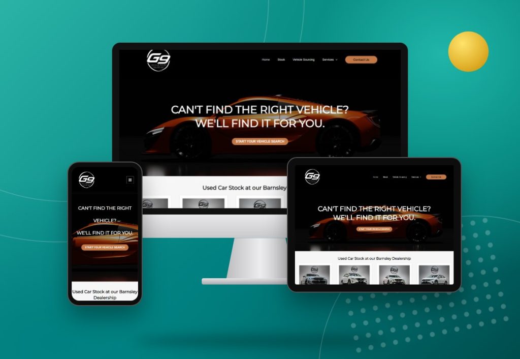 G9 Vehicle Solutions website design by The Marketing Hub shown on desktop, tablet and mobile