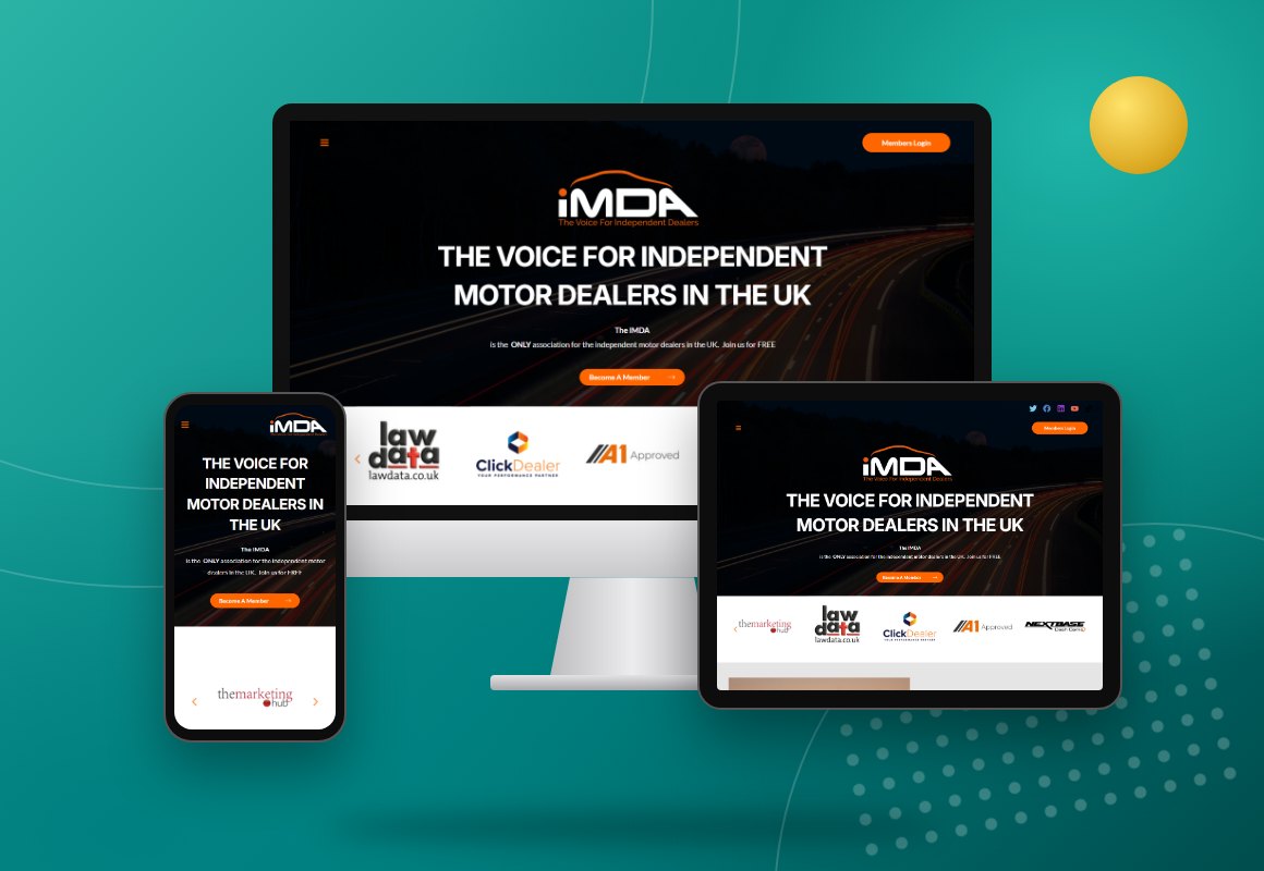 The IMDA website design by The Marketing Hub shown on desktop, tablet and mobile